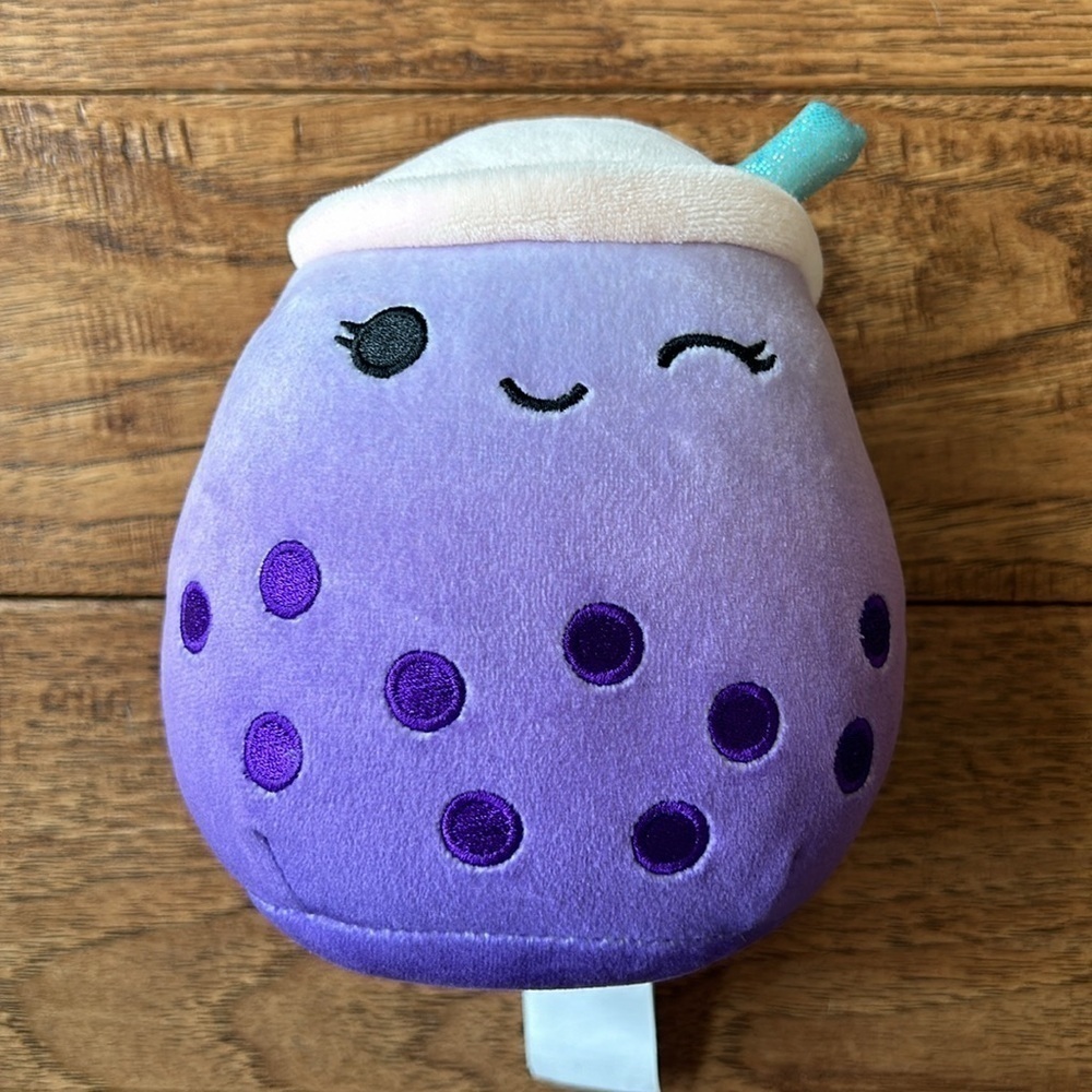 Squishmallows Kellytoy Poplina The Boba Tea Purple 5 Inch Mini Food Plush NWOT